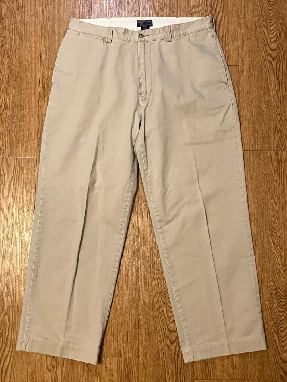 VTG Polo Jeans Co Ralph Lauren Khaki Chinos Flat Front Wide Leg 90s Y2K
